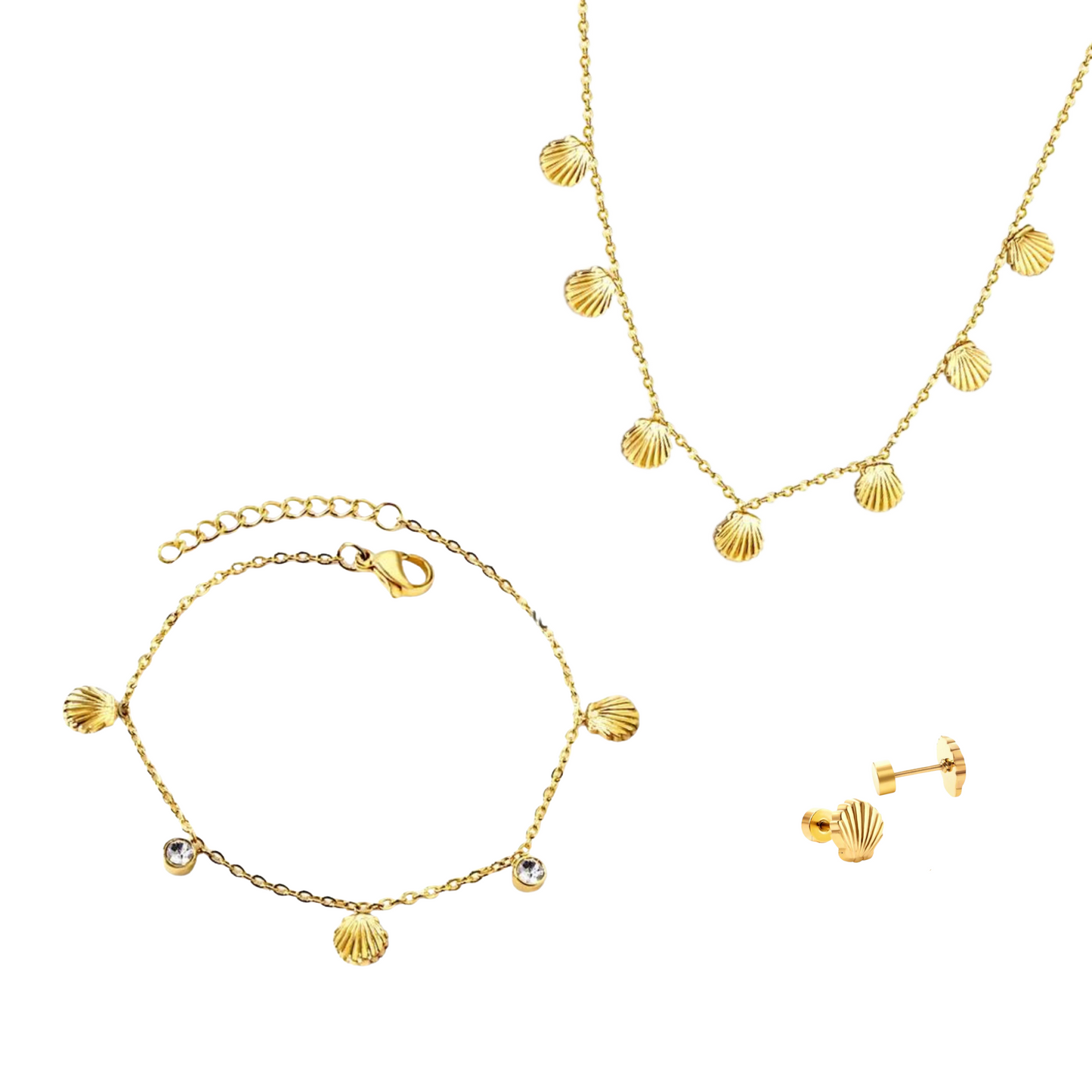 Maritim Neptuna Halskette, Armkette & Ohrring Set